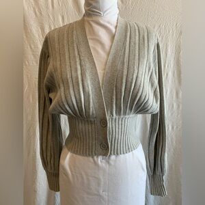 Wilfred Gray Ribbed Cardigan Sweater